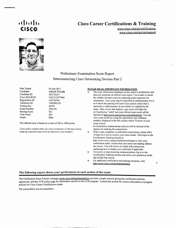 Cisco CCNA exam results preview