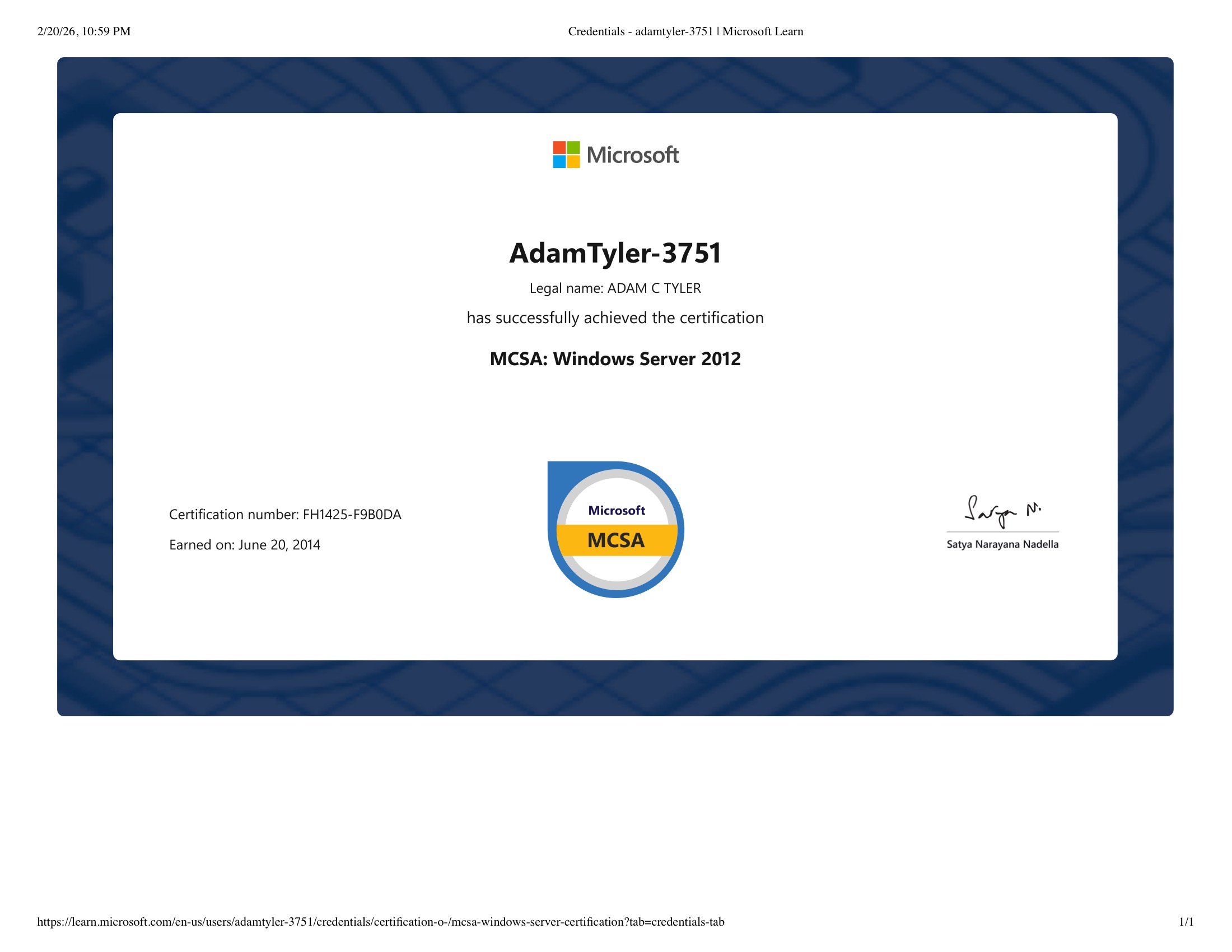 MCSA Windows Server 2012 certificate preview