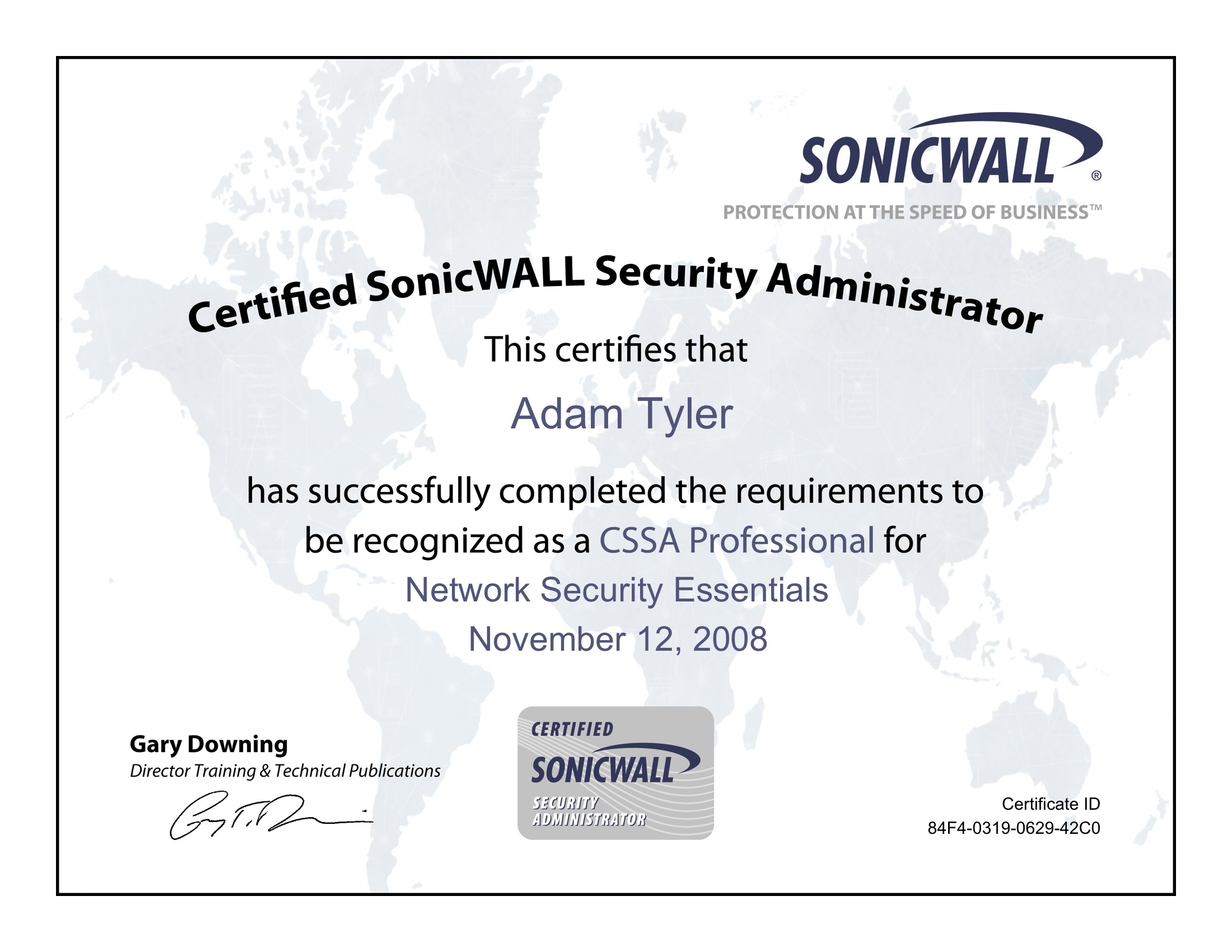 SonicWALL CSSA Network Security Essentials certificate preview